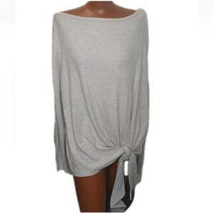 Harlowe & Graham Sloughy Wide Neck Tunic Top Woman XL Ivory Sand Ribbed Knit Nwt